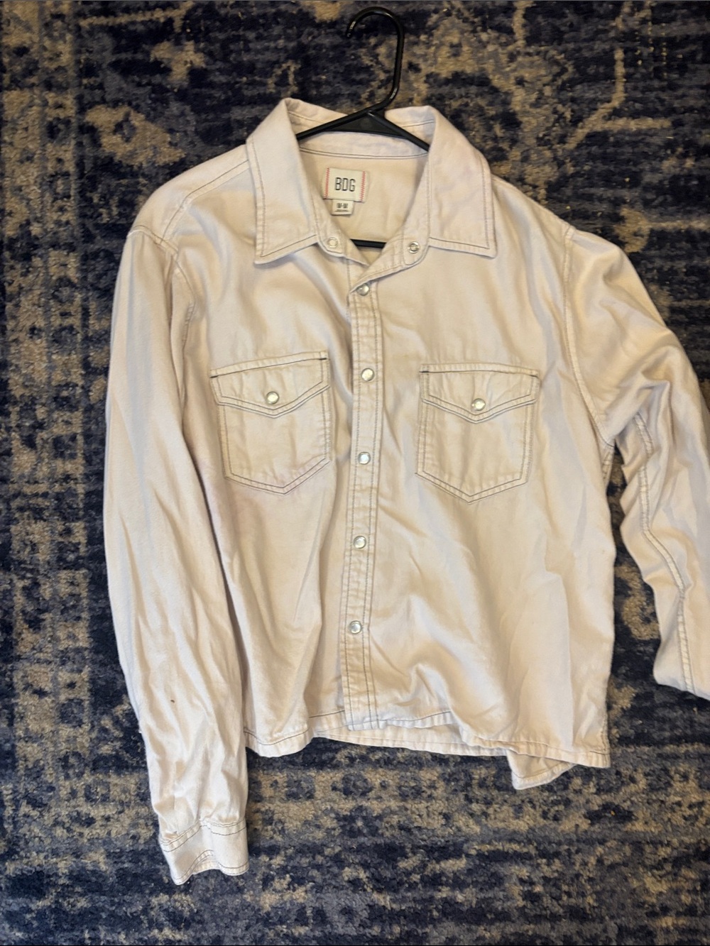 BDG Beige Western Snap-Front Button-Up Shirt